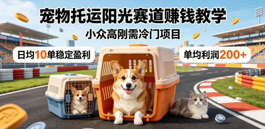 宠物托运阳光赛道賺钱教学，小众高刚需冷门项目，日均10单稳定盈利，单均利润200+-酉宸轻创社
