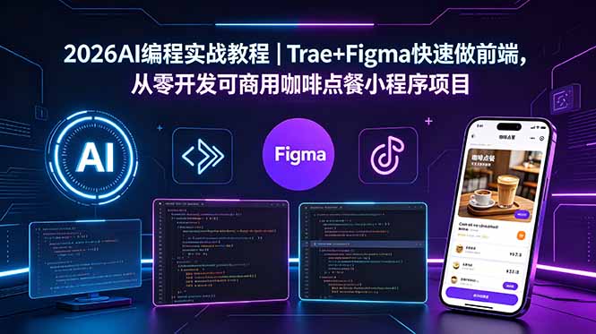 2026AI编程实战教程｜Trae+Figma快速做前端，从零开发可商用咖啡点餐小程序项目-酉宸轻创社