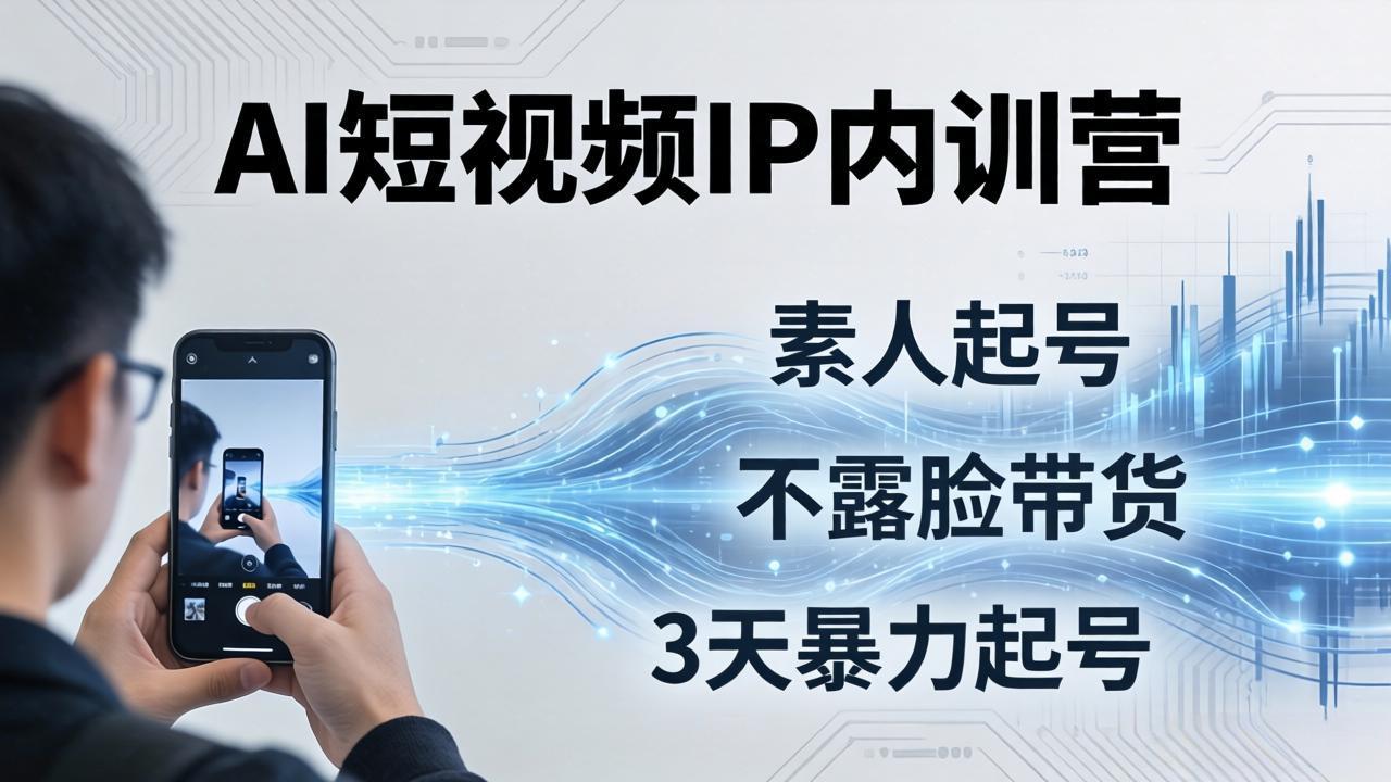 2026AI短视频IP内训营：从素人起号到不露脸带货，3天暴力起号全流程拆解-酉宸轻创社