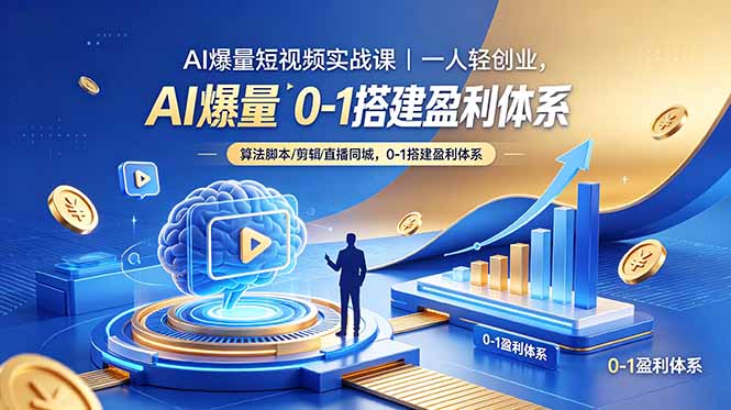 AI爆量短视频实战课｜一人轻创业，算法脚本剪辑直播同城，0-1搭建盈利体系-酉宸轻创社