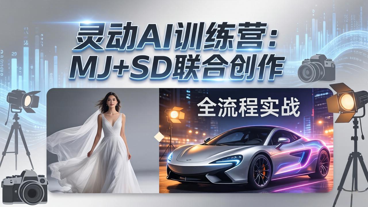 灵动AI训练营-3.0课程：MJ+SD联合创作，从婚纱大片到汽车广告，摄影后期全流程实战-酉宸轻创社