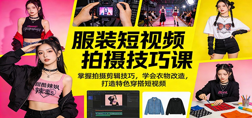 服装短视频拍摄技巧课：掌握拍摄剪辑技巧，学会衣物改造，打造特色穿搭短视频-酉宸轻创社