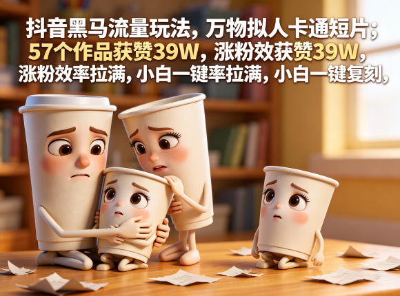 抖音黑马流量玩法，万物拟人卡通短片，57个作品获赞39W，涨粉效率拉满，小白一键复刻，保姆级拆解-酉宸轻创社