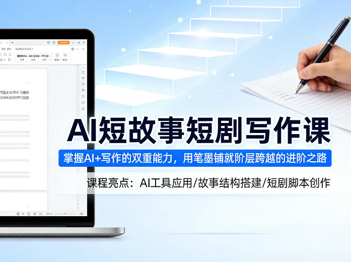 AI短故事短剧写作课，掌握AI+写作的双重能力，用笔墨铺就阶层跨越的进阶之路-酉宸轻创社