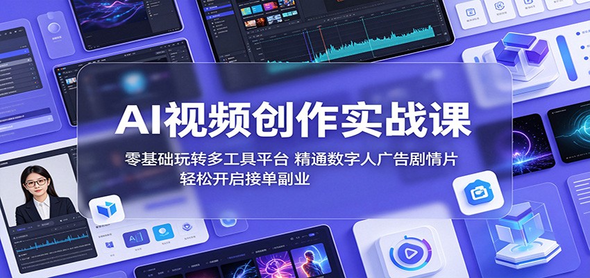 AI视频创作实战课：零基础玩转多工具平台，精通数字人广告、剧情片，轻松开启接单副业-酉宸轻创社