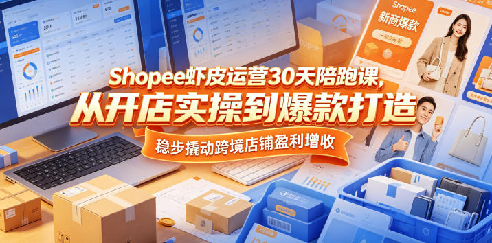 Shopee虾皮运营30天陪跑课，从开店实操到爆款打造，稳步撬动跨境店铺盈利增收-酉宸轻创社