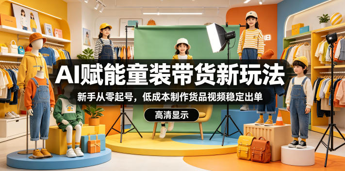 AI赋能童装带货新玩法，新手从零起号，低成本制作货品视频稳定出单-酉宸轻创社