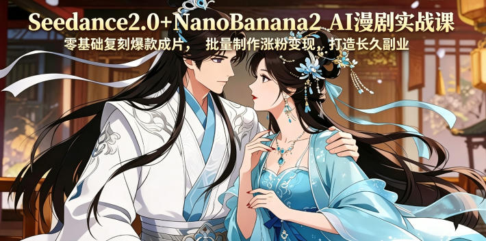 Seedance2.0+NanoBanana2 AI漫剧实战课，零基础复刻爆款成片涨粉变现，打造长久副业收益-酉宸轻创社