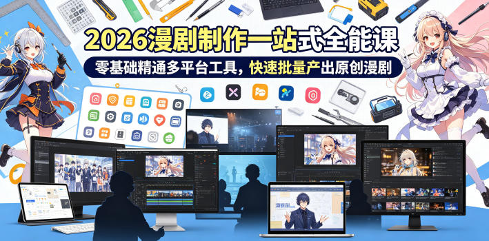 2026 AI漫剧制作一站式全能课，零基础精通多平台工具，快速批量产出原创漫剧-酉宸轻创社