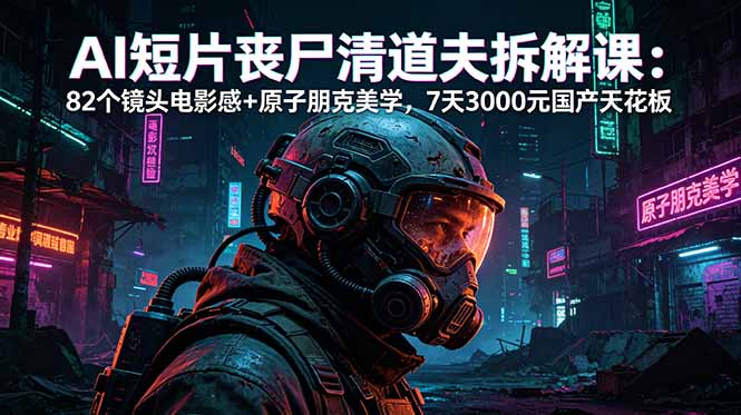 AI短片《丧尸清道夫》拆解课：82个镜头电影感+原子朋克美学，7天3000元国产天花板-酉宸轻创社