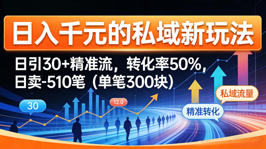 日入千米的私域新玩法：日引30＋精准流，转化率50%，日卖5-10笔(单笔300米)-酉宸轻创社