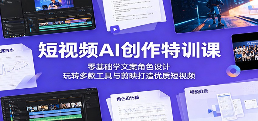 短视频AI创作特训课：零基础学文案角色设计，玩转多款工具与剪映打造优质短视频-酉宸轻创社