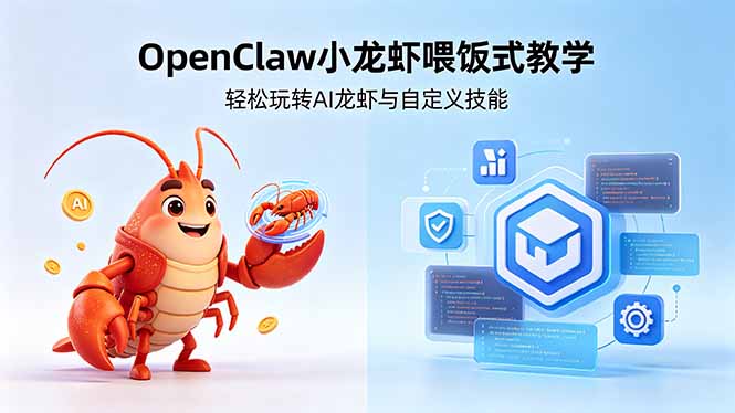 不用懂技术！OpenClaw小龙虾喂饭式教学，轻松玩转AI龙虾与自定义技能 (5月22更新-酉宸轻创社