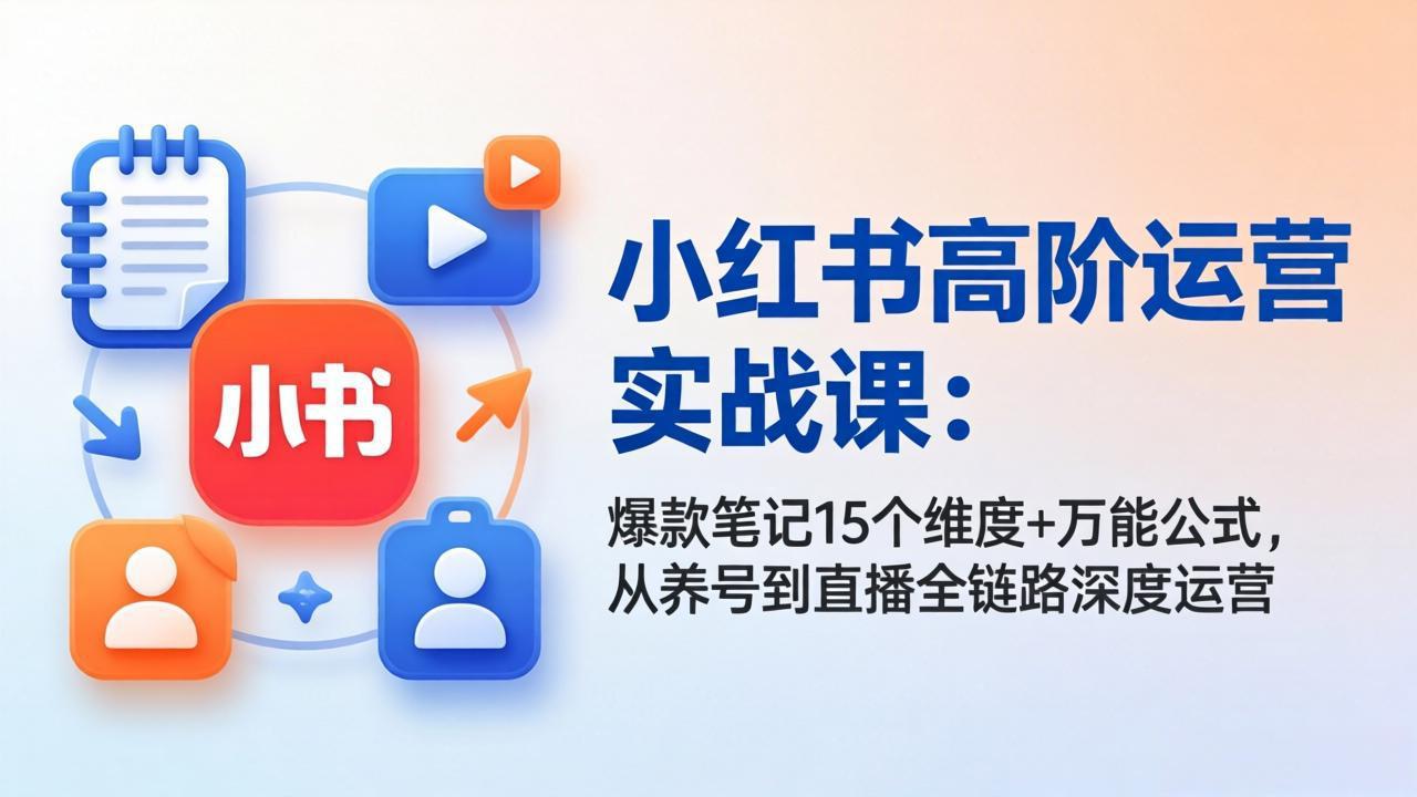 小红书高阶运营实战课：爆款笔记15个维度+万能公式，从养号到直播全链路深度运营-酉宸轻创社