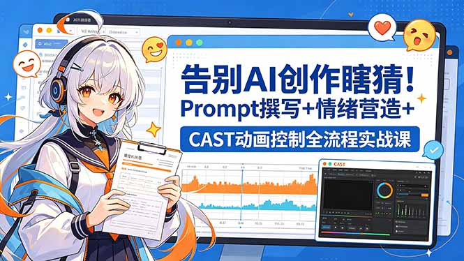 告别AI创作瞎猜！Prompt撰写+情绪营造+CAST动画控制全流程实战课-酉宸轻创社