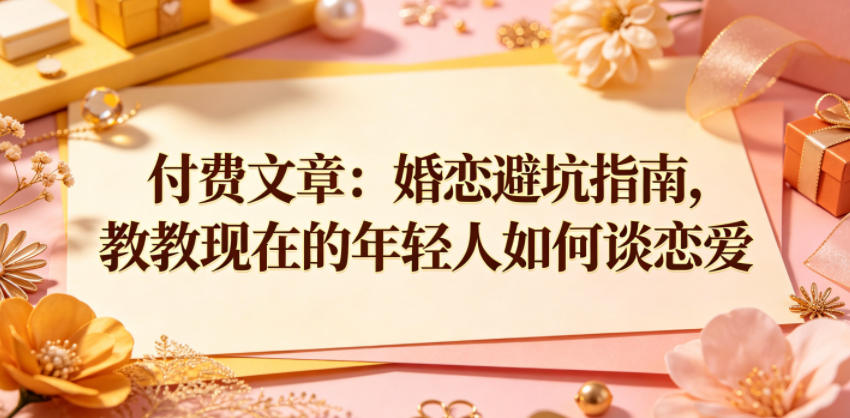 付费文章：婚恋避坑指南，教教现在的年轻人如何谈恋爱-酉宸轻创社