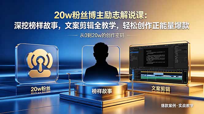 20w粉丝博主励志解说课：深挖榜样故事，文案剪辑全教学，轻松创作正能量爆款-酉宸轻创社