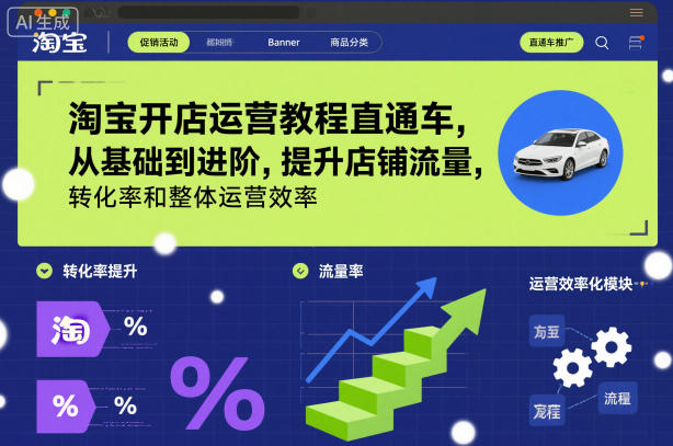 淘宝开店运营教程直通车，从基础到进阶，提升店铺流量，转化率和整体运营效率(更新26年05月27日)-酉宸轻创社