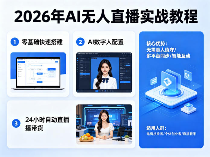 2026年AI无人直播实战教程，零基础也能快速搭建AI数字人无人直播间，实现24小时自动直播带货-酉宸轻创社