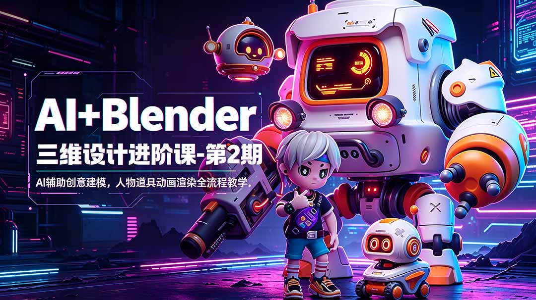 AI+Blender三维设计进阶课-第2期：AI辅助创意建模，人物道具动画渲染全流程教学-酉宸轻创社