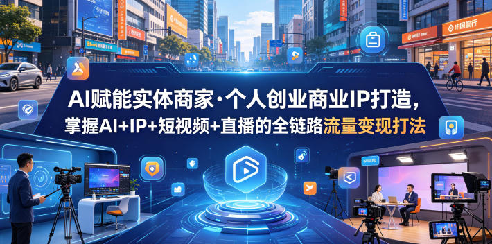AI赋能实体商家·个人创业商业IP打造，掌握AI+IP+短视频+直播的全链路流量变现打法-酉宸轻创社