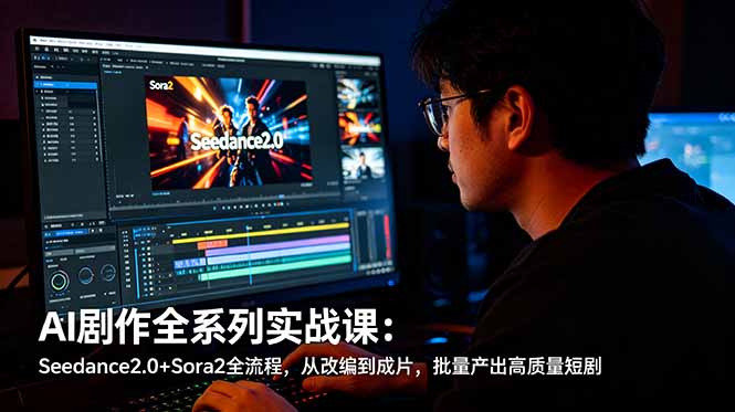 AI剧作全系列实战课：Seedance2.0+Sora2全流程，从改编到成片，批量产出高质量短剧-酉宸轻创社