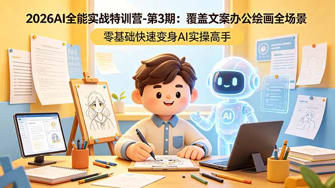 2026AI全能实战特训营-第3期：覆盖文案办公绘画全场景 零基础快速变身AI实操高手-酉宸轻创社
