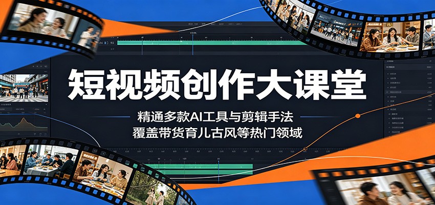 短视频创作大课堂：精通多款AI工具与剪辑手法，覆盖带货、育儿、古风等热门领域-酉宸轻创社
