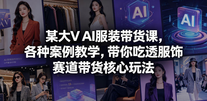 某大V AI服装带货课，各种案例教学，带你吃透服饰赛道带货核心玩法-酉宸轻创社