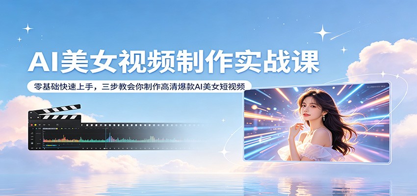 AI美女视频制作实战课：零基础快速上手，三步教会你制作高清爆款AI美女短视频-酉宸轻创社
