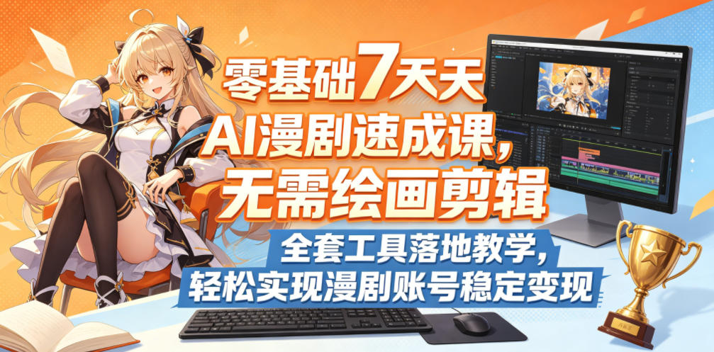零基础7天AI漫剧速成课，无需绘画剪辑，全套工具落地教学，轻松实现漫剧账号稳定变现-酉宸轻创社