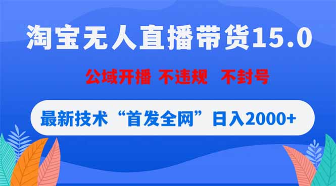 淘宝无人直播带货15.0，不封号，不违规，公域玩法，首发全网日入2000+-酉宸轻创社
