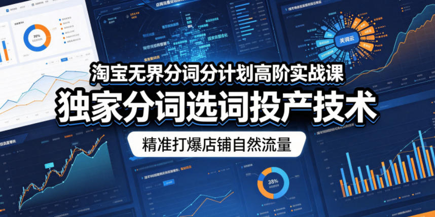 淘宝无界分词分计划高阶实战课，独家分词选词投产技术，精准打爆店铺自然流量-酉宸轻创社
