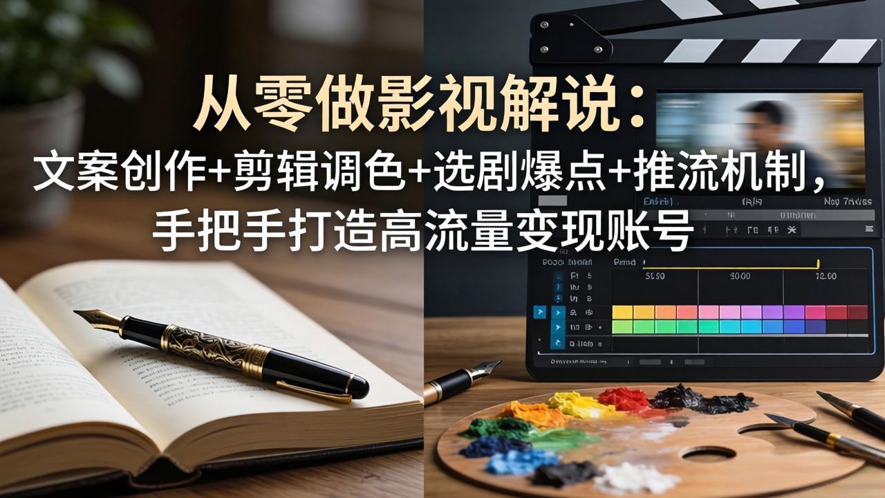 从零做影视解说：文案创作+剪辑调色+选剧爆点+推流机制，手把手打造高流量变现账号-酉宸轻创社