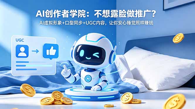 AI创作者学院：不想露脸做推广？AI虚拟形象+口型同步+UGC内容，让你安心睡觉照样赚钱-酉宸轻创社