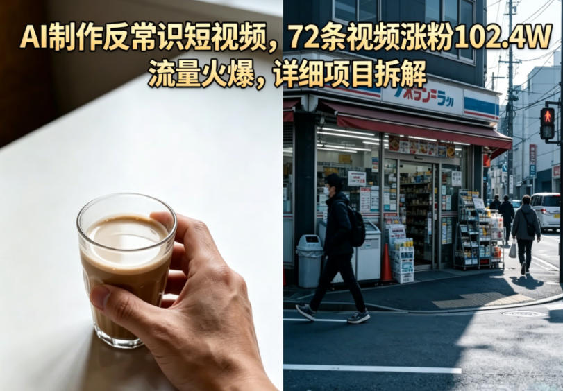AI制作反常识短视频，72条视频涨粉102.4W，流量火爆，详细项目拆解-酉宸轻创社