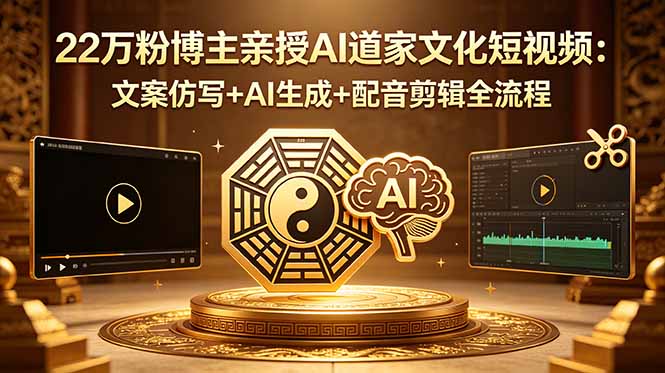 22万粉博主亲授AI道家文化短视频：文案仿写+AI生成+配音剪辑全流程-酉宸轻创社