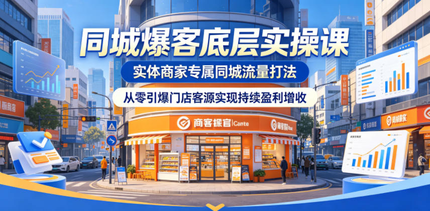 同城爆客底层实操课，实体商家专属同城流量打法，从零引爆门店客源实现持续盈利增收-酉宸轻创社