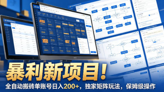 暴利新项目！全自动搬砖单账号日入200+，独家矩阵玩法，保姆级操作【揭秘】-酉宸轻创社