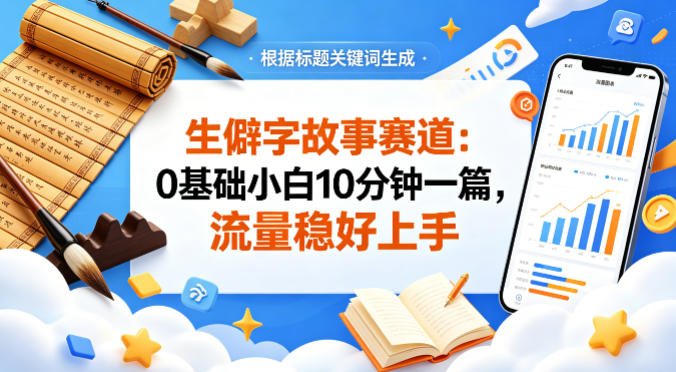 公众号流量主——生僻字故事赛道，流量稳，好上手，0基础小白也能10分钟一篇-酉宸轻创社