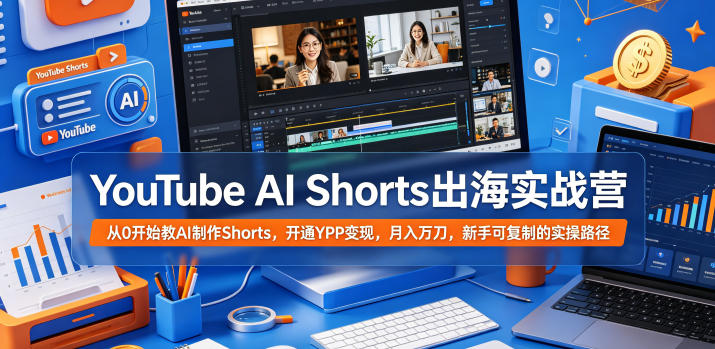 YouTube AI Shorts出海实战营，从0开始教AI制作Shorts，开通YPP变现，月入万刀，新手可复制的实操路径-酉宸轻创社