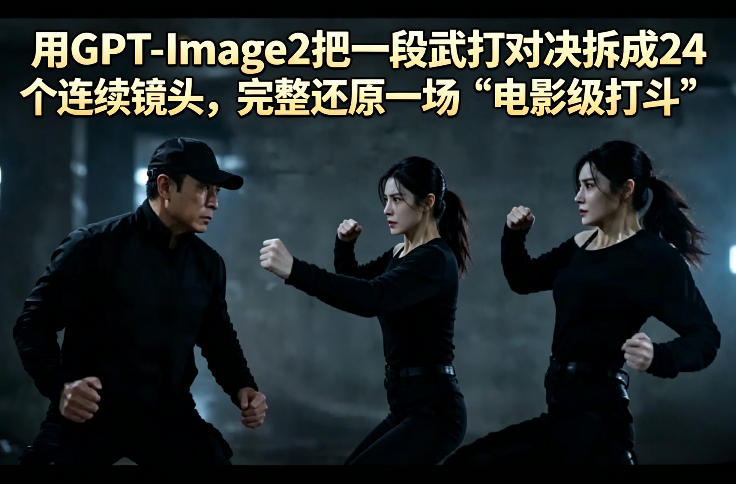 用GPT-Image2把一段武打对决拆成24个连续镜头，完整还原一场“电影级打斗”-酉宸轻创社