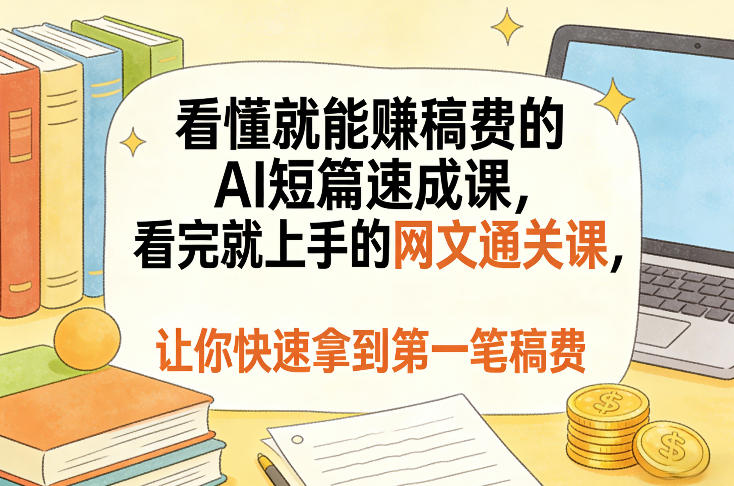 看懂就能賺稿费的AI短篇速成课，看完就上手的网文通关课，让你快速拿到第一笔稿费(更新5月)-酉宸轻创社