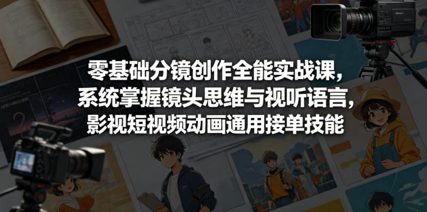零基础分镜创作全能实战课，系统掌握镜头思维与视听语言，影视短视频动画通用接单技能-酉宸轻创社