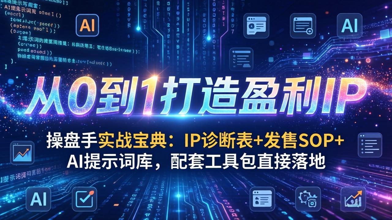 操盘手实战宝典:IP诊断表+发售SOP+AI提示词库,配套工具包直接落地,从0到1打造盈利IP-酉宸轻创社