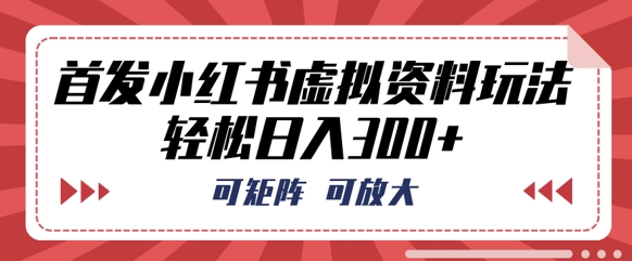 首发小红书虚拟资料玩法,可矩阵,可放大,轻松日入3张-酉宸轻创社