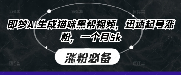即梦AI生成猫咪黑帮视频,迅速起号涨粉,一个月5k-酉宸轻创社