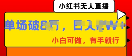 小红书无人直播，纯小白可做，有手就行，单场直播销售额破8w-酉宸轻创社