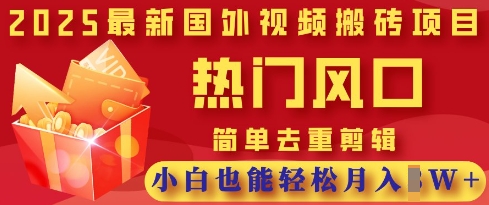 2025最新视频搬砖项目,热门风口,简单去重剪辑,小白也能轻松月入过W-酉宸轻创社