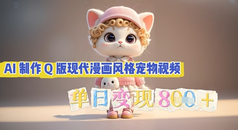 AI制作Q版现代漫画风格宠物视频，单日变现几张-酉宸轻创社